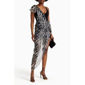 NWOT IRO Lusk Asymmetrical Zebra Print Dress, size FR 34 / XS